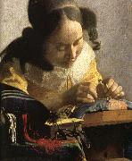 Details of The Lacemaker Jan Vermeer